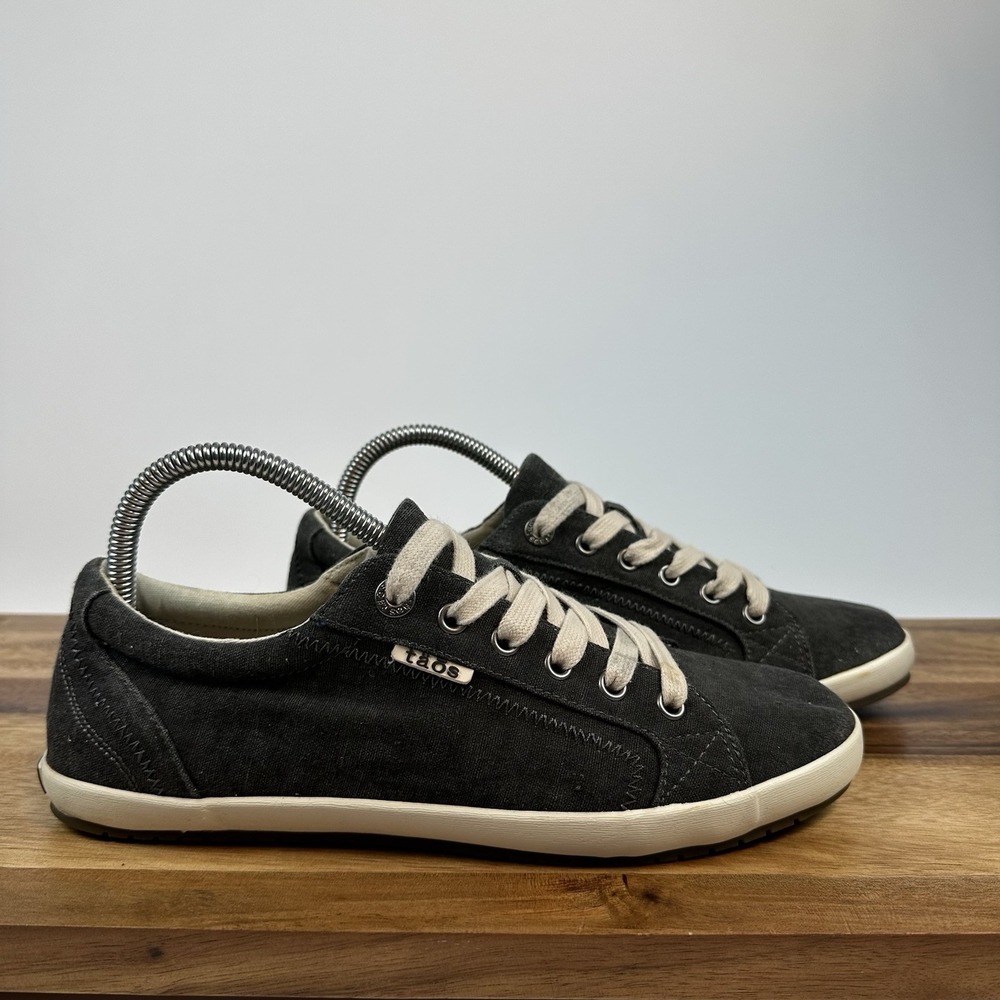 Womens Taos Star Gray Canvas Lace Up Casual Comfort Sneakers Shoes Size 9.5 M